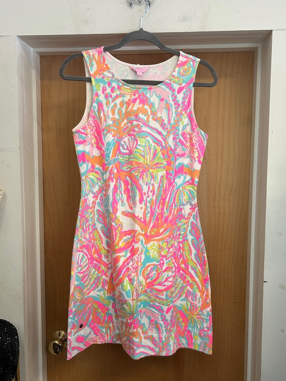 Lilly Pulitzer Terry Cotton Blend Sleeveless Dress Underwater Life - size S